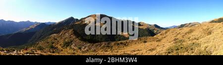 Sunny view of the Hehuan North Peak Trail at Nantou, Taiwan Stock Photo