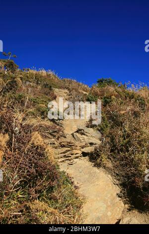 Sunny view of the Hehuan North Peak Trail at Nantou, Taiwan Stock Photo