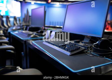 Computers in esports arena Stock Photo