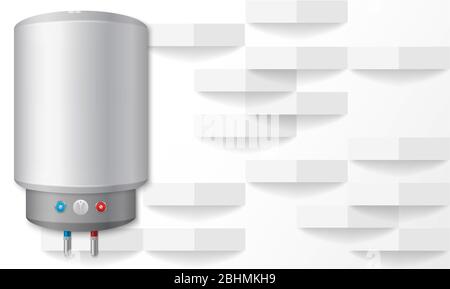 mock up illustration of water heater on abstract background Stock Vector