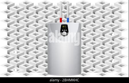 mock up illustration of electronic water heater on abstract background Stock Vector