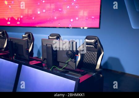 Computers in esports arena Stock Photo