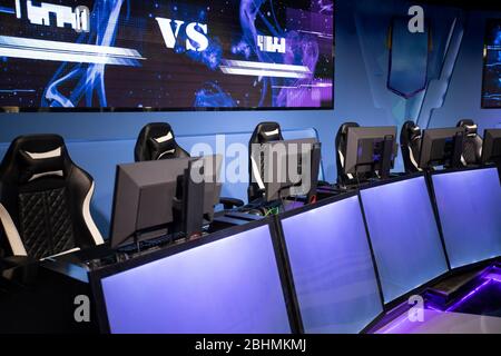 Computers in esports arena Stock Photo