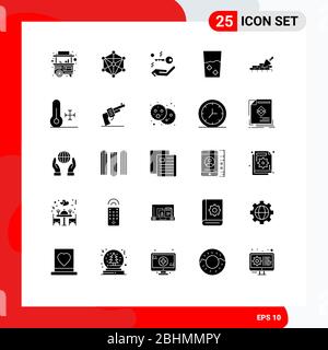 Pictogram Set of 25 Simple Solid Glyphs of mason, set, house, kitchen, done Editable Vector Design Elements Stock Vector