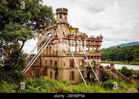 Bannerman Castle Arsenal Armory on Pollepel Island Hudson River, New York at day Stock Photo