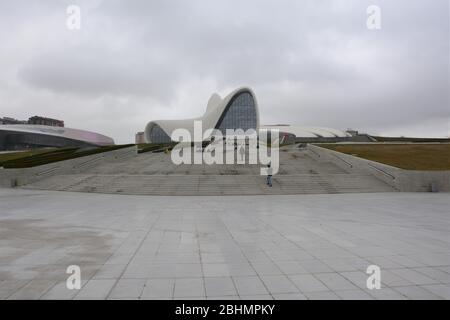 The strikingly futuristic, 57,000 sqm Heydar Aliyev Cultural Centre in Baku, Azerbaijan, was designed by Zaha Hadid and opened in 2012. Stock Photo