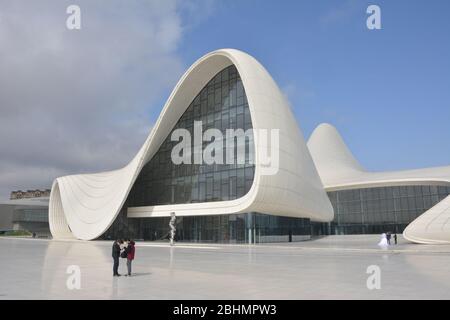 The strikingly futuristic, 57,000 sqm Heydar Aliyev Cultural Centre in Baku, Azerbaijan, was designed by Zaha Hadid and opened in 2012. Stock Photo