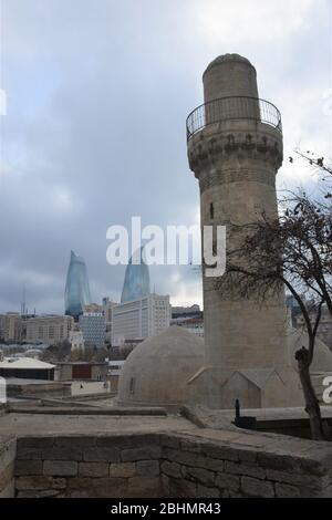 The Unesco-listed Palace of the Shirvanshahs in the old city of Baku, Azerbaijan, dates from the 15th century and is open to the public. Stock Photo