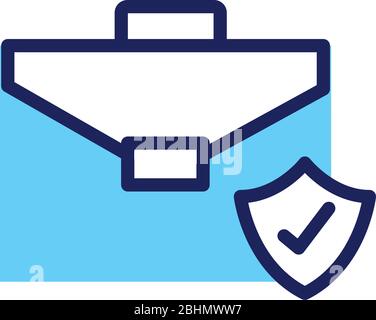 shield insurance with porfolio line and fill style icon Stock Vector