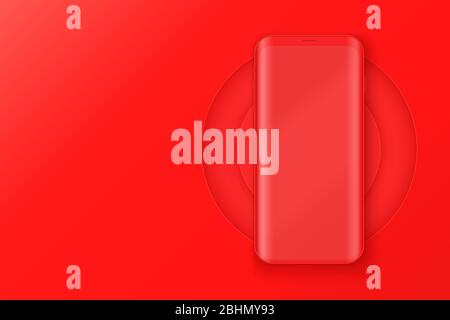 Smartphone presentation mockup in red color Stock Vector