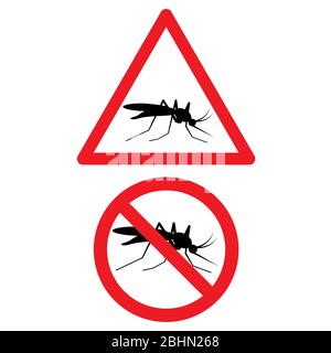 No Mosquito Icon red triangle, circle warning sign Stock Vector