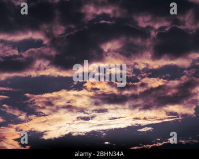 Dark sky with heavy and rainy clouds. Sky background. Stock Photo