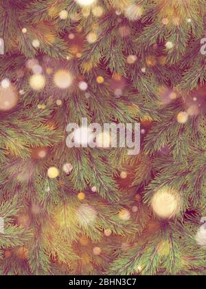 Light vintage blur bokeh on Christmas tree, light bokeh background. EPS 10 Stock Vector