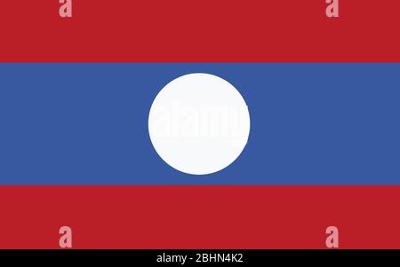Laos flag vector graphic. Rectangle Lao flag illustration. Laos country flag is a symbol of freedom, patriotism and independence. Stock Vector