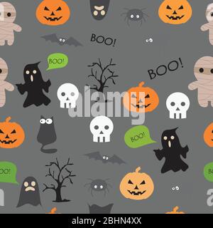 Vector seamless pattern for Halloween. Halloween patterns can be used for scrapbook, paper, textile print, cover. Vector collection of Halloween celeb Stock Vector
