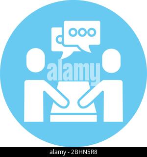 men avatars silhouettes with speech bubbles block style Stock Vector