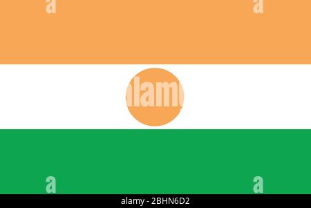 Niger flag vector graphic. Rectangle Nigerien flag illustration. Niger country flag is a symbol of freedom, patriotism and independence. Stock Vector