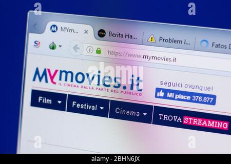 Ryazan, Russia - May 13, 2018: MyMovies website on the display of PC, url - MyMovies.it Stock Photo