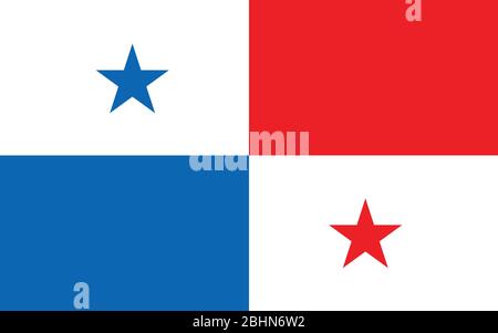 Panama flag vector graphic. Rectangle Panamanian flag illustration. Panama country flag is a symbol of freedom, patriotism and independence. Stock Vector