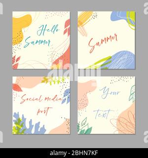 Trendy abstract square art templates .Good for social media posts, poster, card, thanks card, invitation, flyer, cover, banner, placard, brochure, int Stock Vector