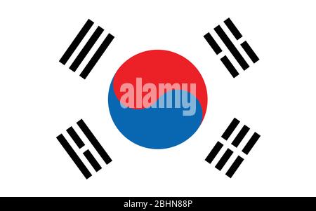 South Korea flag vector graphic. Rectangle South Korean flag illustration. South Korea country flag is a symbol of freedom, patriotism and independenc Stock Vector