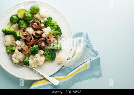 Healthy meal with cooked and roasted vegetables. Healthy vegetable dishes meal. Stock Photo