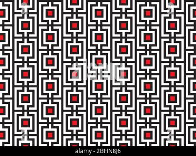 Striped grid with squares art seamless background Stock Vector