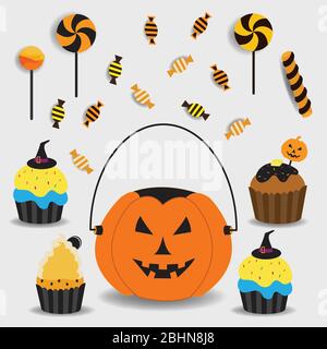 Halloween Cupcakes and Treats Vector Stock Vector