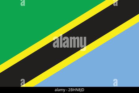 Tanzania flag vector graphic. Rectangle Tanzanian flag illustration. Tanzania country flag is a symbol of freedom, patriotism and independence. Stock Vector