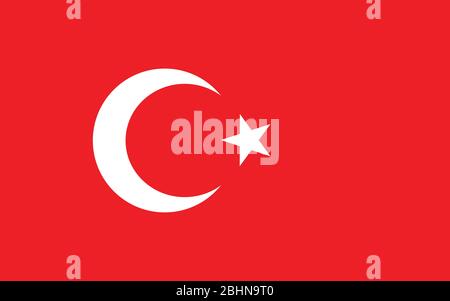 Turkey flag vector graphic. Rectangle Turkish flag illustration. Turkey country flag is a symbol of freedom, patriotism and independence. Stock Vector