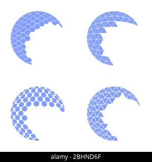 Set of Stylized Blue Golf Balls Isolated on White Background Stock Vector