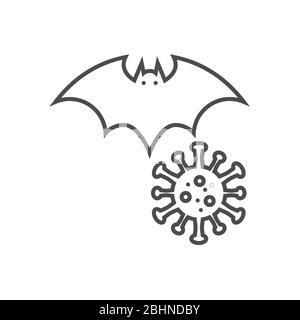 Bat carrier of coronavirus related vector thin line icon Stock Vector