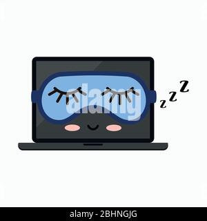 Sleeping off laptop vector icon isolated on white background Stock Vector