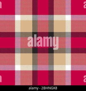 Pixel background vector design. Modern seamless pattern plaid. Square texture fabric. Tartan scottish textile. Beauty color madras ornament. Stock Vector