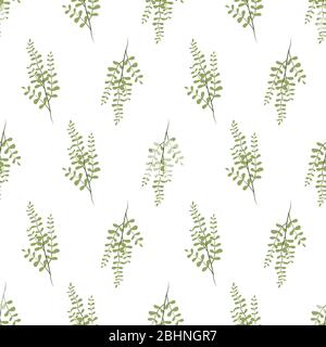 Green leaf branch seamless pattern for paper design. Vector illustration for fabric. Stock Vector