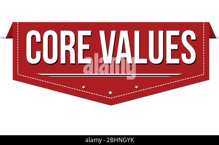 Core values banner design on white background, vector illustration Stock Vector