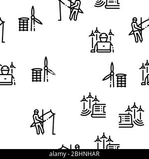 Wind Energy Technicians Seamless Pattern Vector Stock Vector