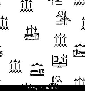 Wind Energy Technicians Seamless Pattern Vector Stock Vector