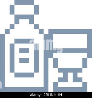 Wine Bottle Glass 8 Bit Video Game Art Icon Stock Vector