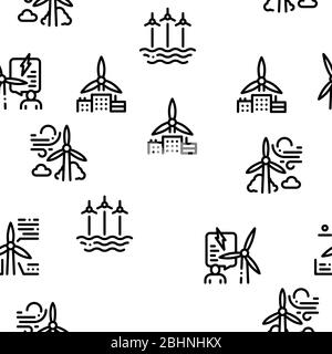 Wind Energy Technicians Seamless Pattern Vector Stock Vector