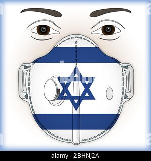 Antiviral mask for anti virus protection with Israel flag, vector illustration Stock Vector