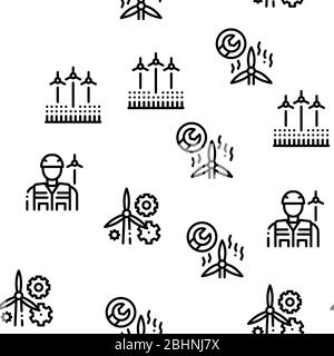 Wind Energy Technicians Seamless Pattern Vector Stock Vector