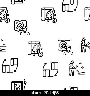 Carpet Cleaning Washing Seamless Pattern Vector Stock Vector