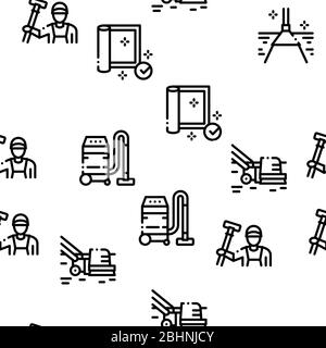 Carpet Cleaning Washing Seamless Pattern Vector Stock Vector