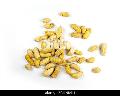 Close up boiled peanuts isolated white background Stock Photo