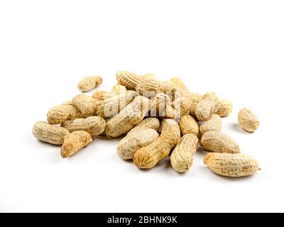 Close up boiled peanuts isolated white background Stock Photo