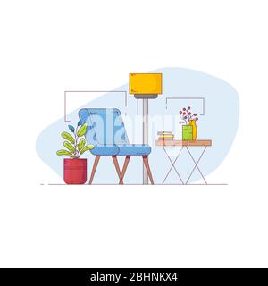 Minimalist interior line style Stock Vector