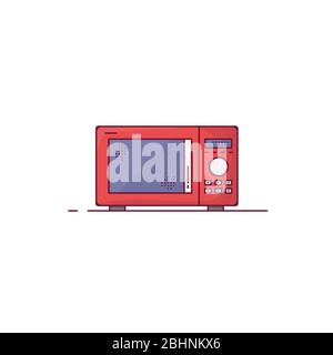 Red microwave line style vector Stock Vector