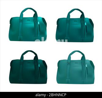 Big leather bag. Blue bag isolated on a white background. Vector illustration. Travel accessories.. Stock Vector