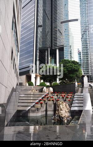 Hong Kong - June,10 2013: stairs at the Citibank Plaza Towers and Side of Bank of China Buildings at Night, Admiralty Area Stock Photo